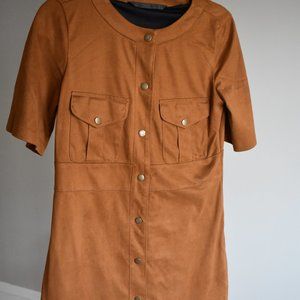 Brown Suede Mini Shift Dress